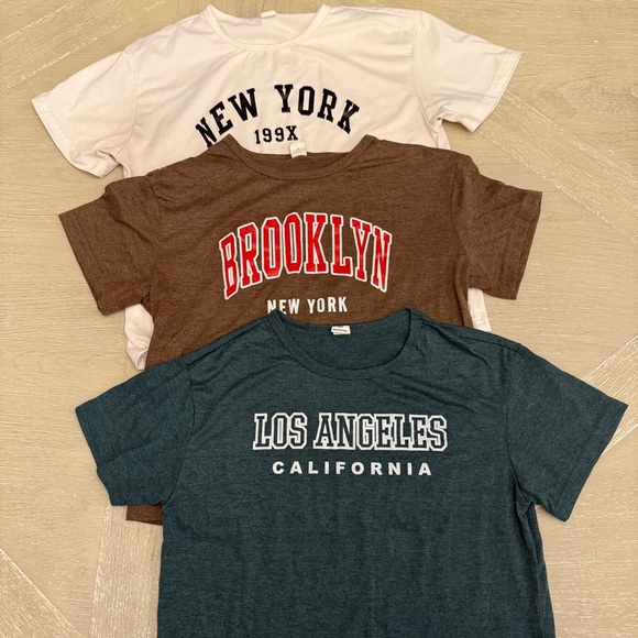 SHEIN Kids Graphic Tees - New York, Brooklyn, Los Angeles bundle lot school - Picture 1 of 2